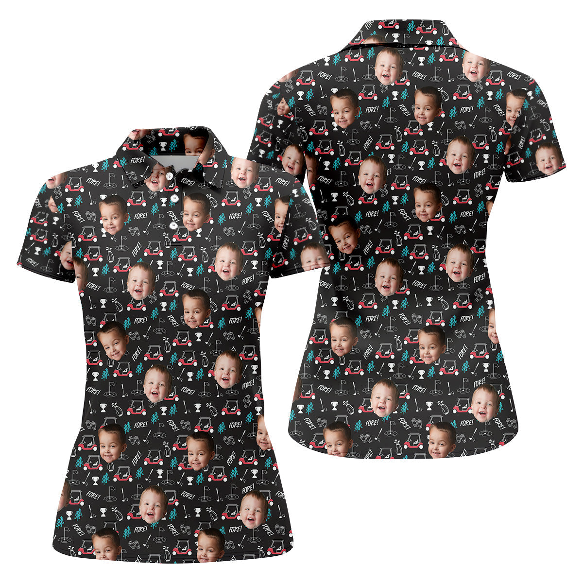 Custom Shirt With Kids Photo, Funny Golf Polo ShirtWomen Golf Shirt, Ladies Golf Shirt