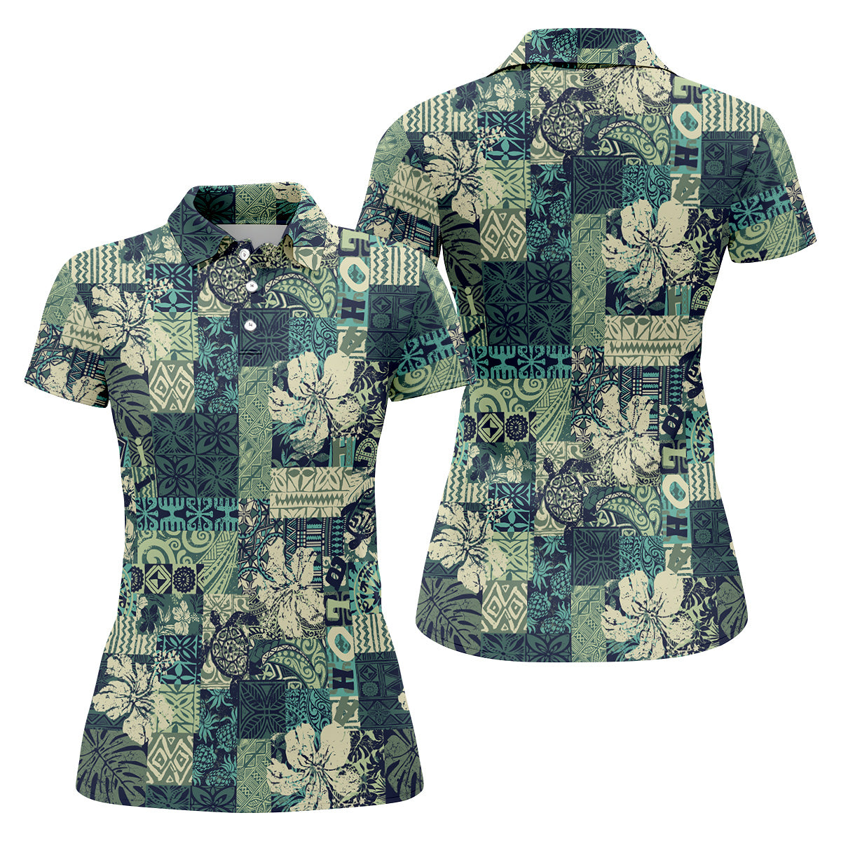Tribal Aztec Tropical Golf Shirt, Hawaiian Golf Shirts, Ladies Sleeveless Polo, Women's Polo Shirt