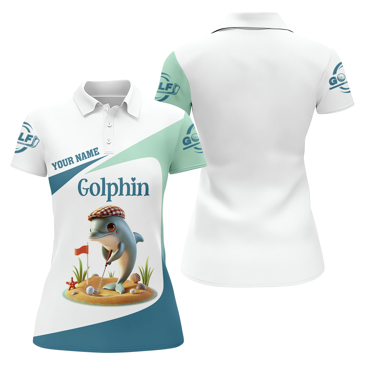 Golfin' Dolphin Custom Golf Polo ShirtLadies Golf Shirts, Womens Golf Gift, Funny Golf Polo Shirt