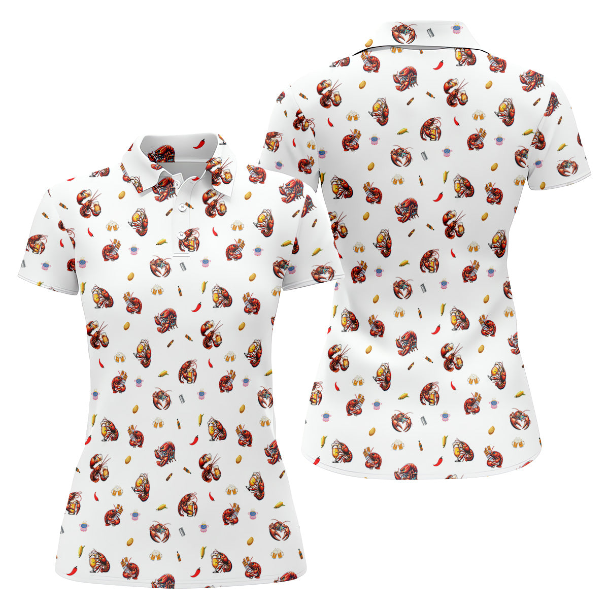 Lobster And Beer Golf Polo ShirtFun Women's Golf Shirts, Ladies Golf Polos, Golfing Apparel