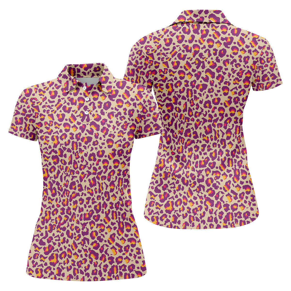 Pink Leopard Women Golf Top, Ladies Golf Shirts, Golf Gifts For Women, Golfing Apparel