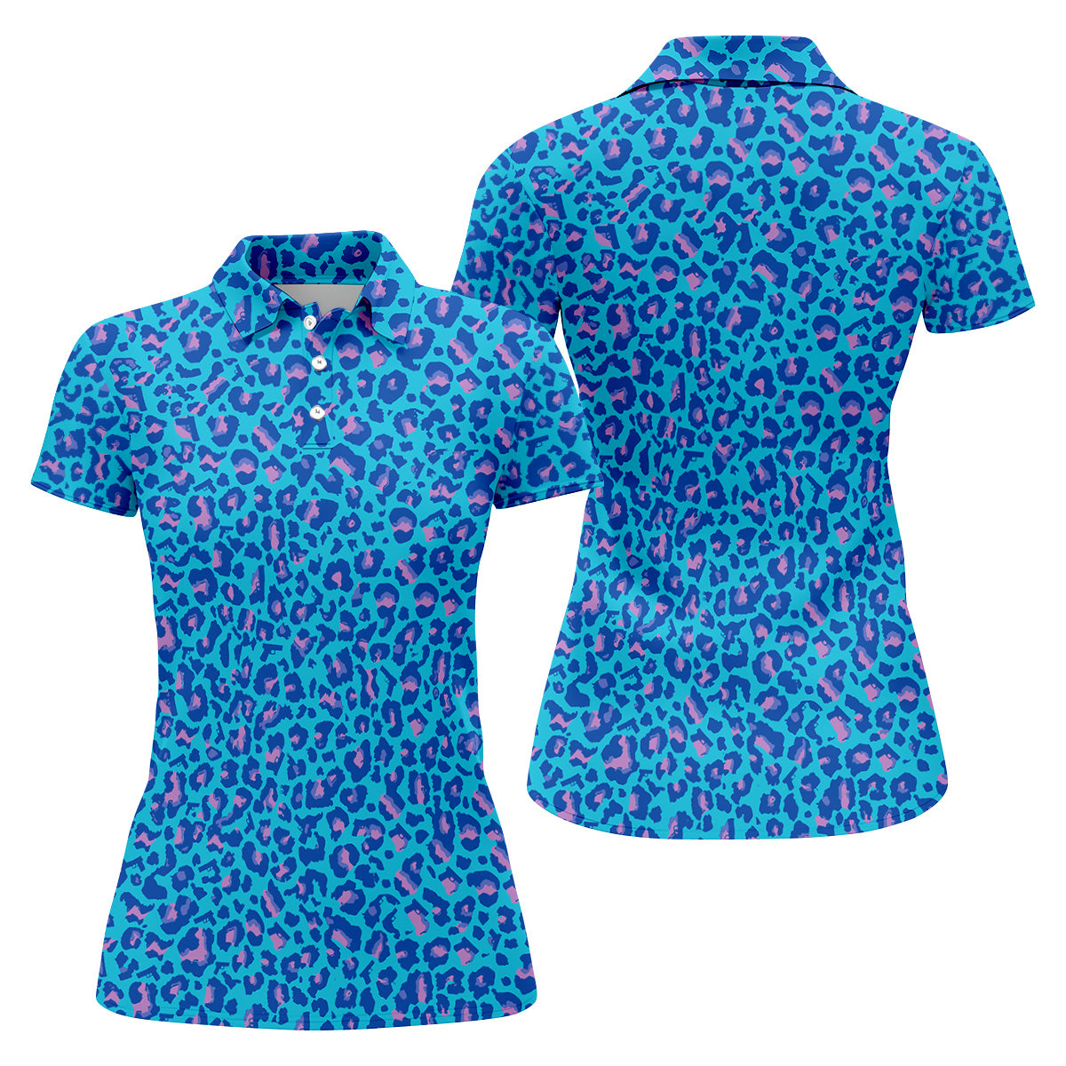 Blue Leopard Women Golf Top, Cool Golf Gift, Ladies Golf Shirts, Golfing Apparel