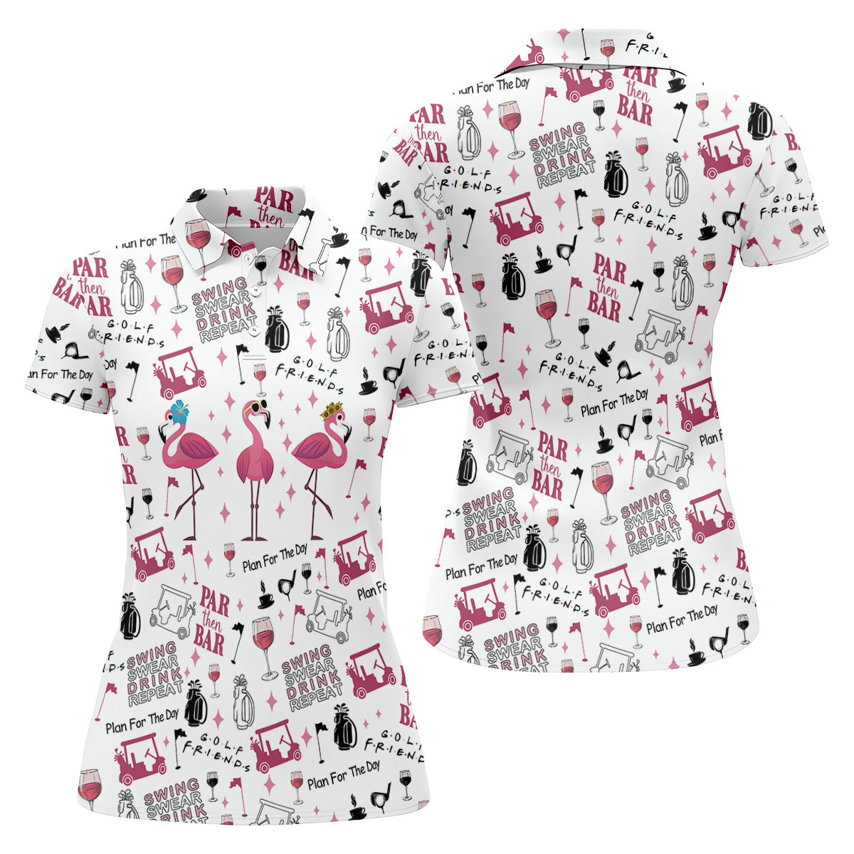 Golf Friends Par Then Bar Flamingo Golf Shirt, Golf Team Shirt, Ladies Pink Golf Shirt, Golf Shirt For Women