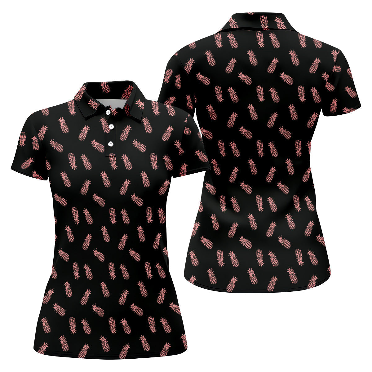 Pineapple Grenade Black And Pink Women Golf Top, Cool Golf Gift, Ladies Golf Shirts