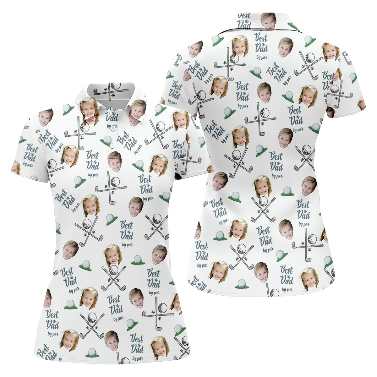 Best Dad By Par Womens Golf Shirts, Custom Face Shirt, Unique Gift For Golfer, Women's Polo Shirt