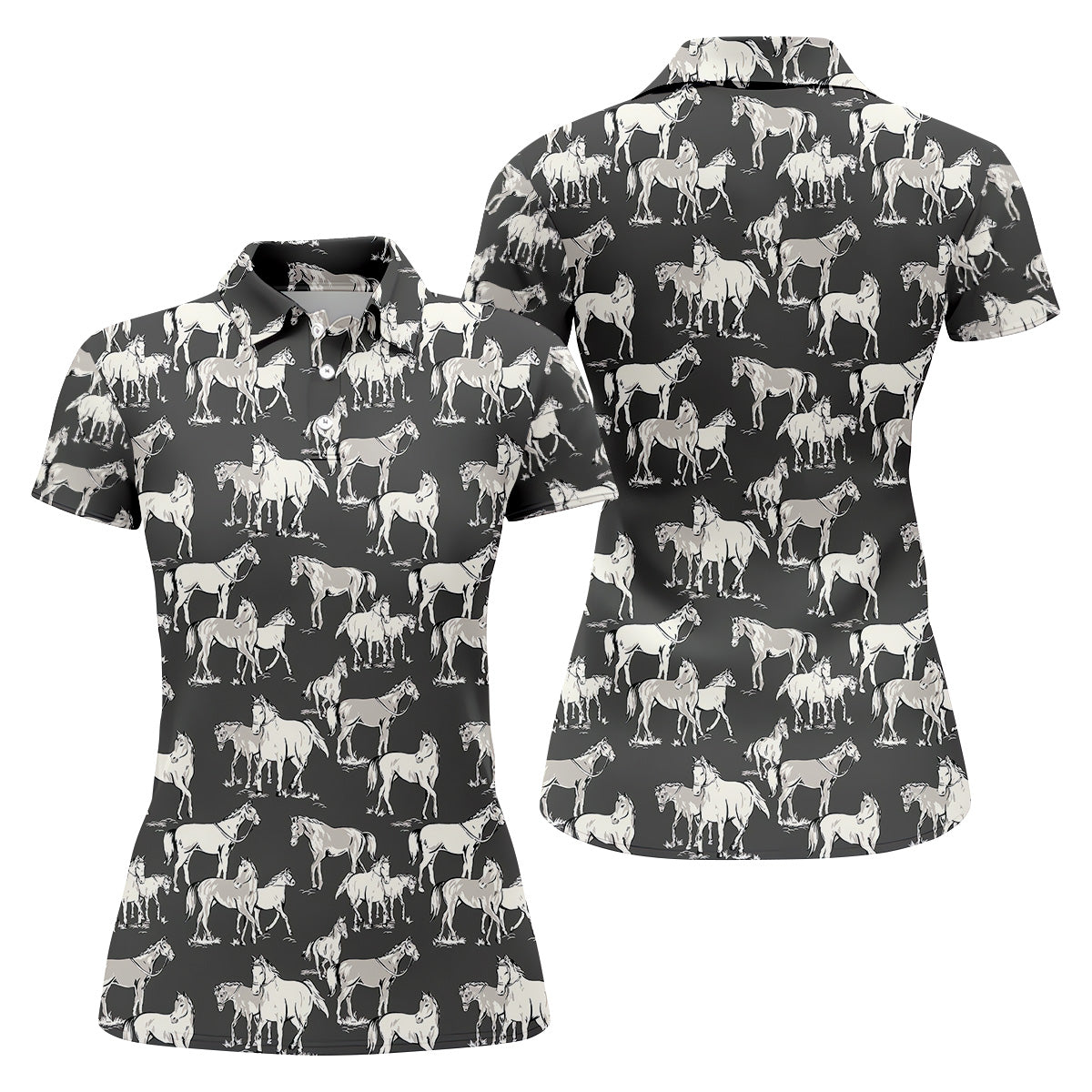 Wild Horse Seamless Pattern Women Golf Top, Golf Shirt For Women, Ladies Golf Polos