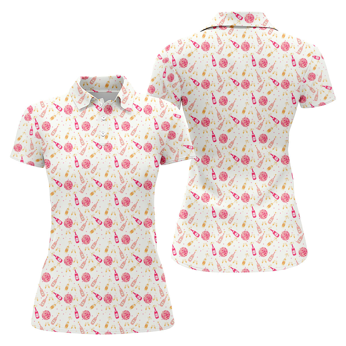 Champagne Pink Fun Womens Golf Shirts, Bachelorette Shirts, Ladies Golf Shirts, Cool Golf Gifts