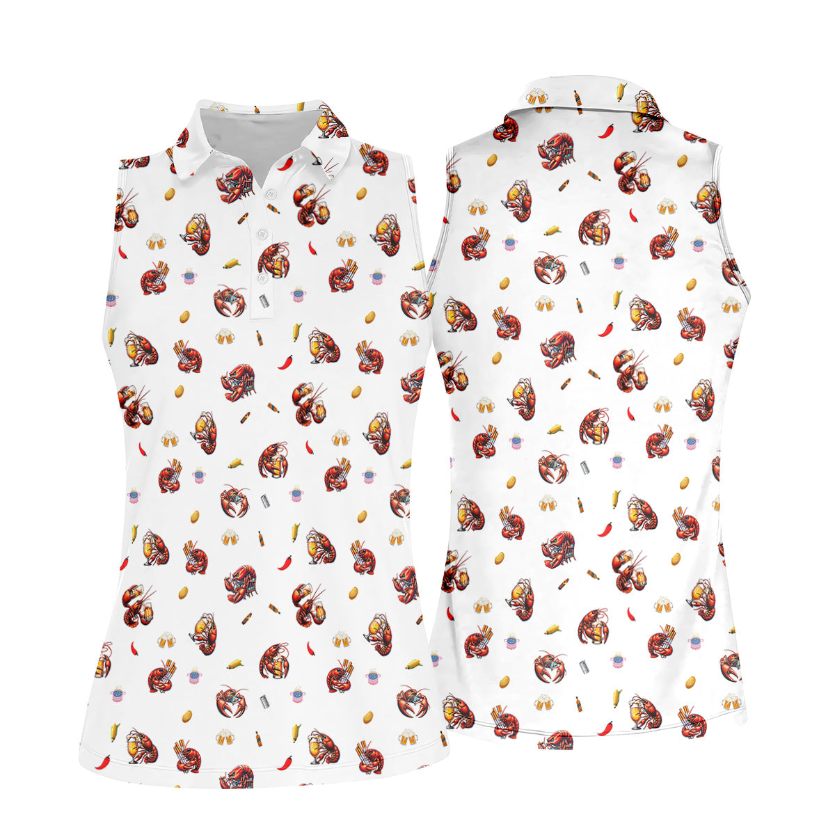Lobster And Beer Golf Polo ShirtFun Women's Golf Shirts, Ladies Golf Polos, Golfing Apparel