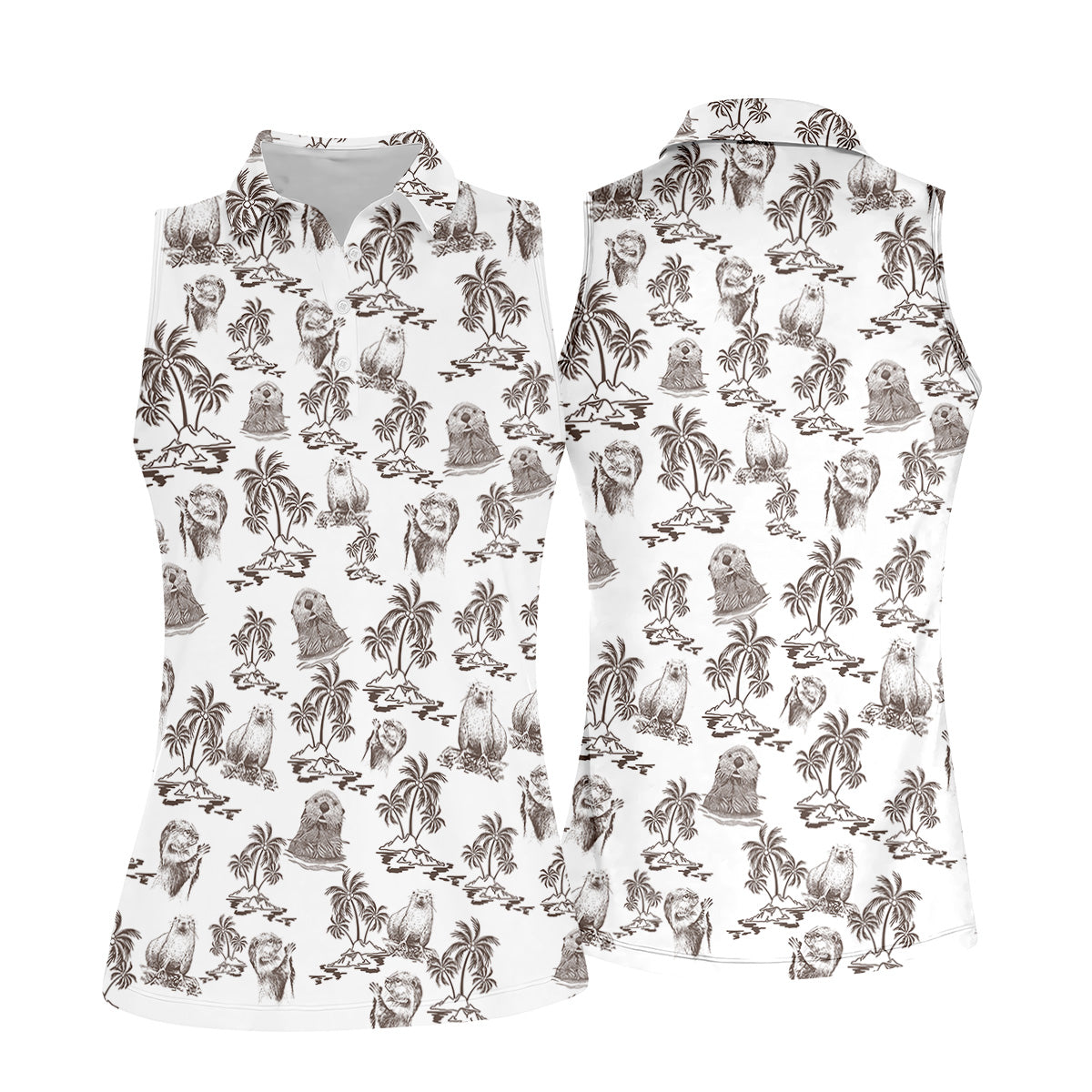 Adorable Sea Otter Tropical Golf Shirts, Cute Golf Outfit, Ladies Golf Tops, Women's Golf Gifts