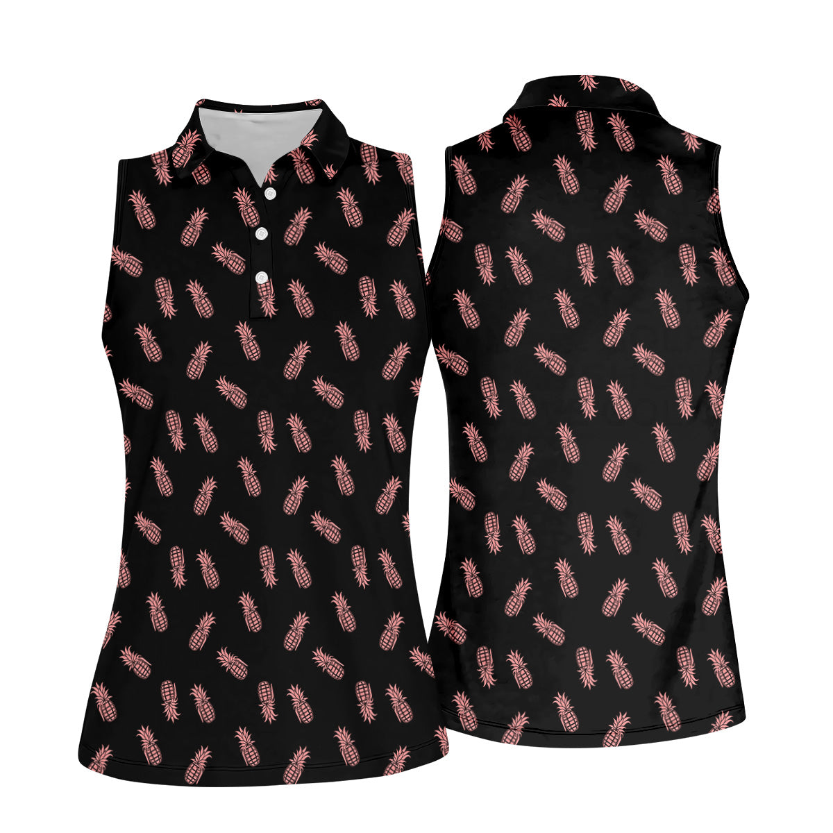 Pineapple Grenade Black And Pink Women Golf Top, Cool Golf Gift, Ladies Golf Shirts