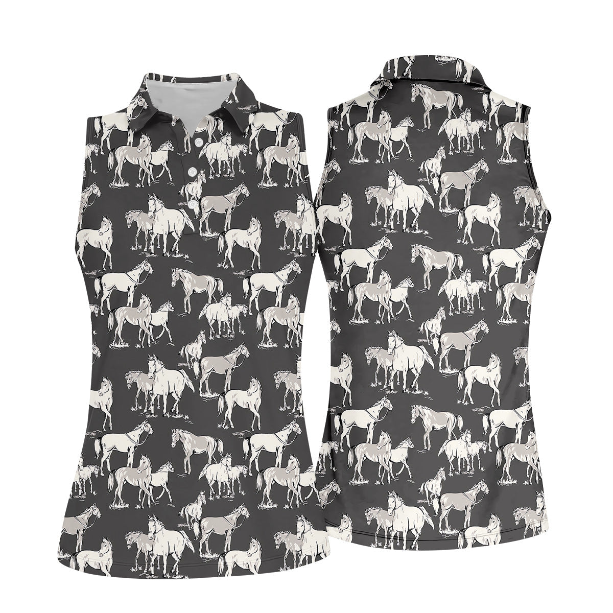 Wild Horse Seamless Pattern Women Golf Top, Golf Shirt For Women, Ladies Golf Polos
