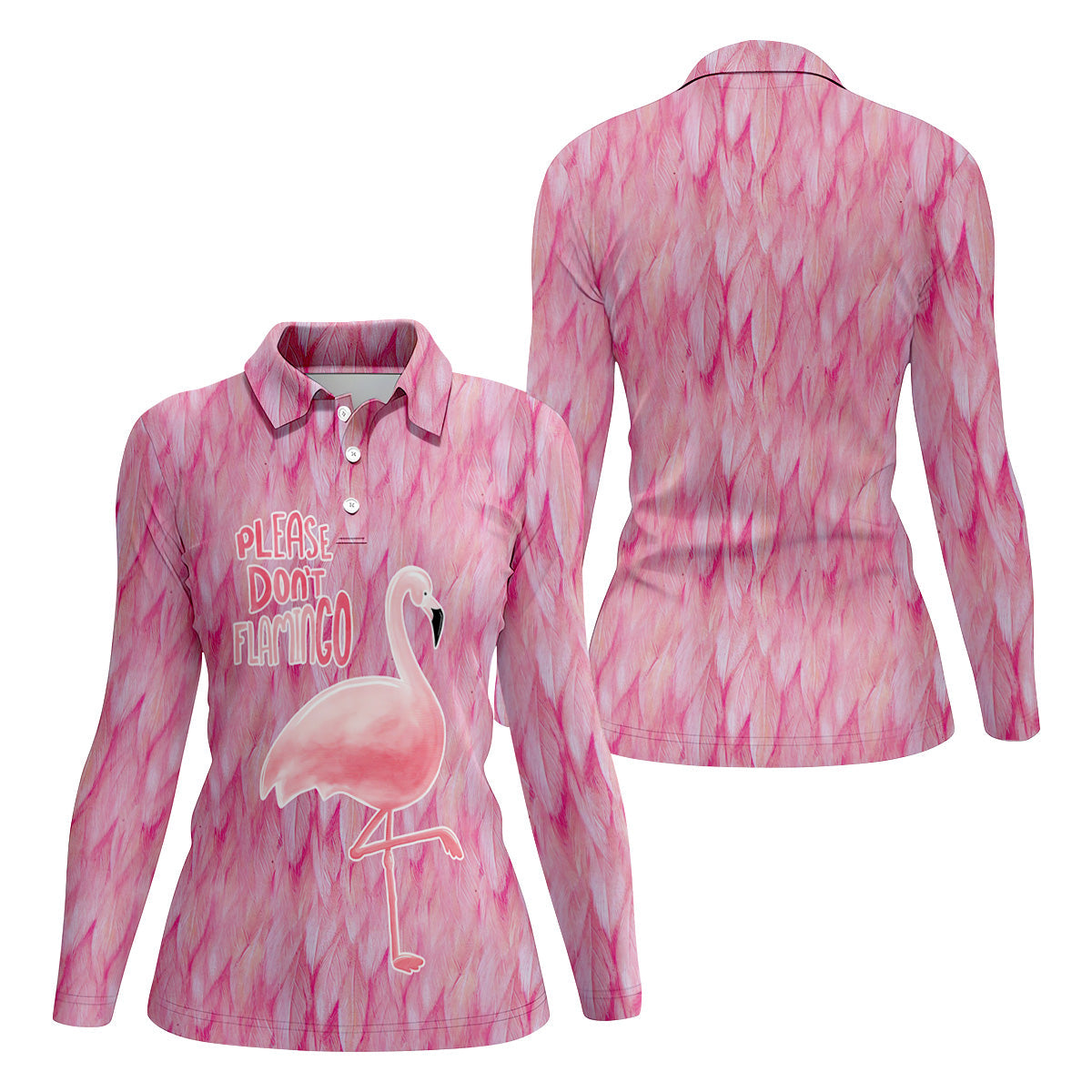 Please Don't Flamingo Fun Women's Golf Shirts, Pink Flamingo Women's Golf Tops, Ladies Golf Polos