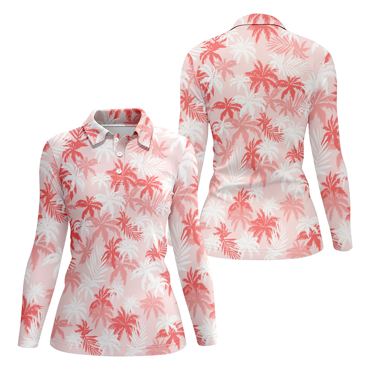 Palm Leaves Print Tropical Pink Women Golf Top, Ladies Sleeveless Tops, Hawaiian Golf Shirts