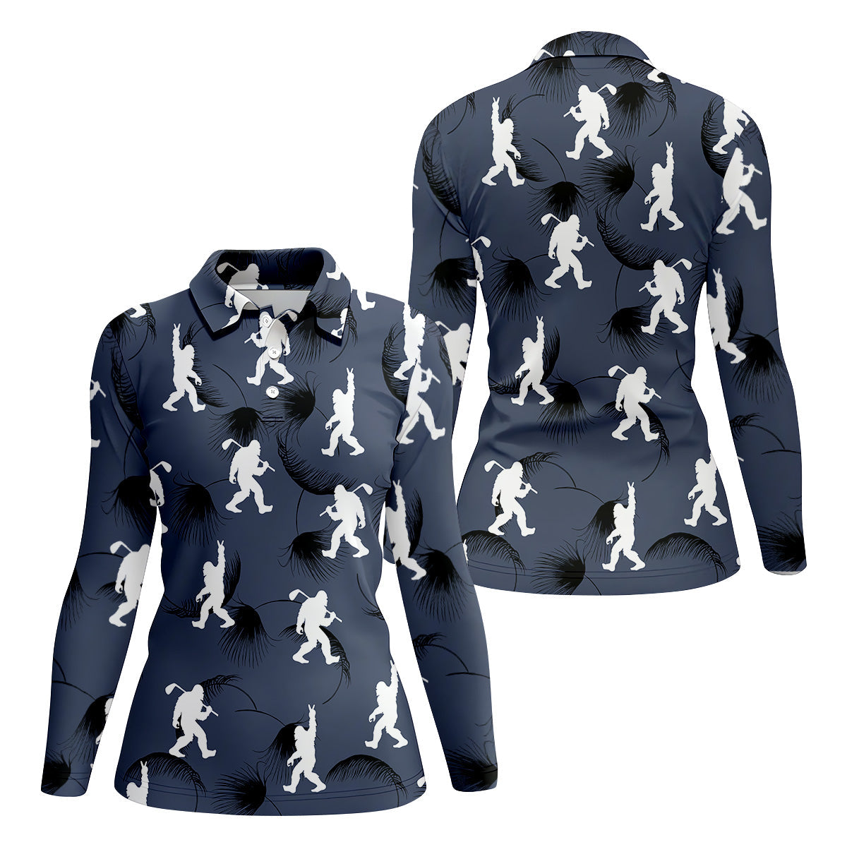 Funny Navy Bigfoot Golf Shirt, Golf Shirt For Women, Ladies Sleeveless Polo, Ladies Golf Shirts
