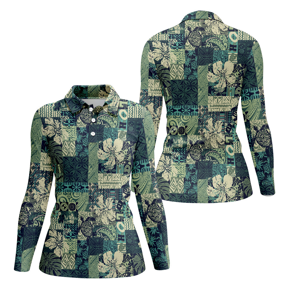 Tribal Aztec Tropical Golf Shirt, Hawaiian Golf Shirts, Ladies Sleeveless Polo, Women's Polo Shirt