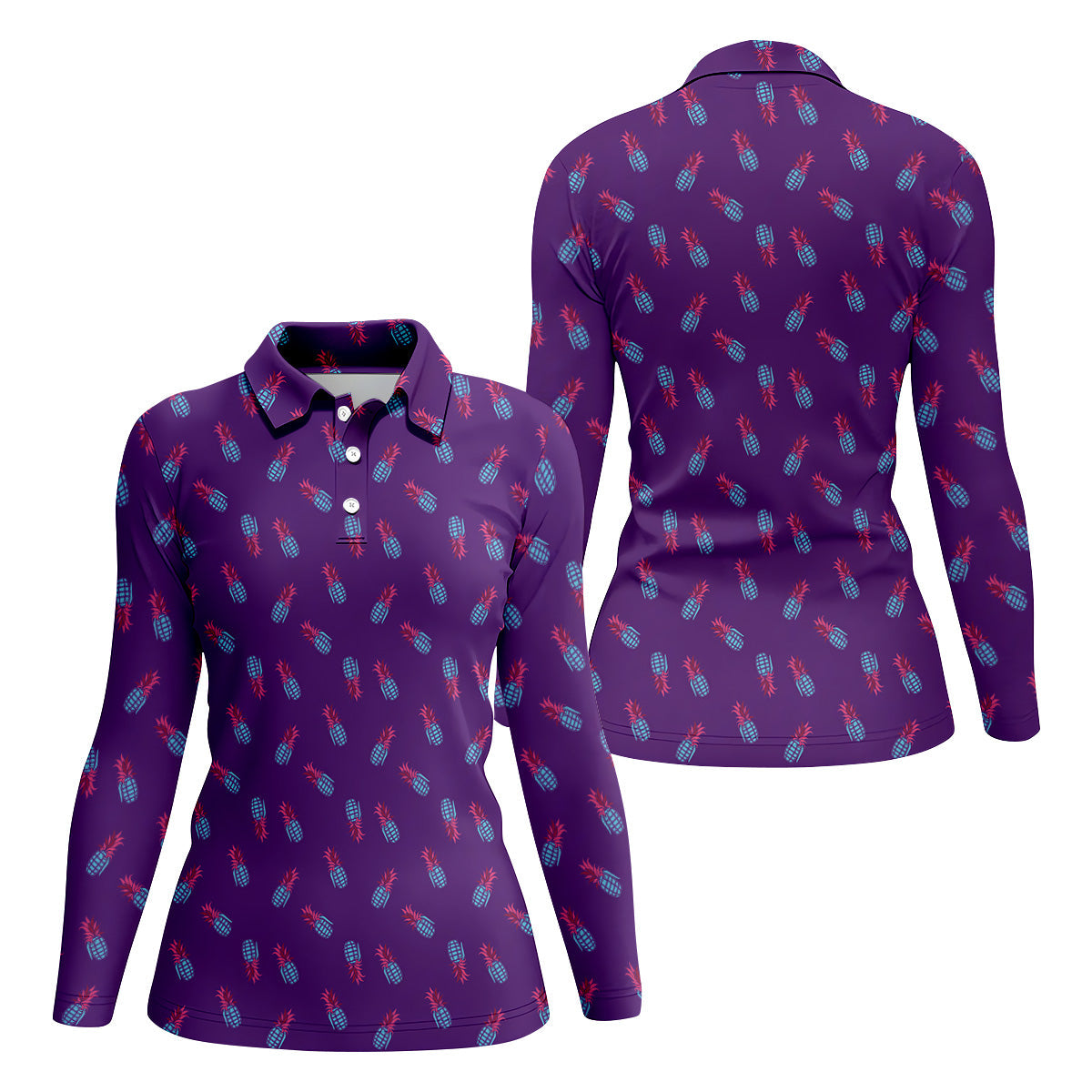 Pineapple Grenade Purple Women Golf Top, Cool Golf Gift, Ladies Golf Shirts, Golfing Apparel