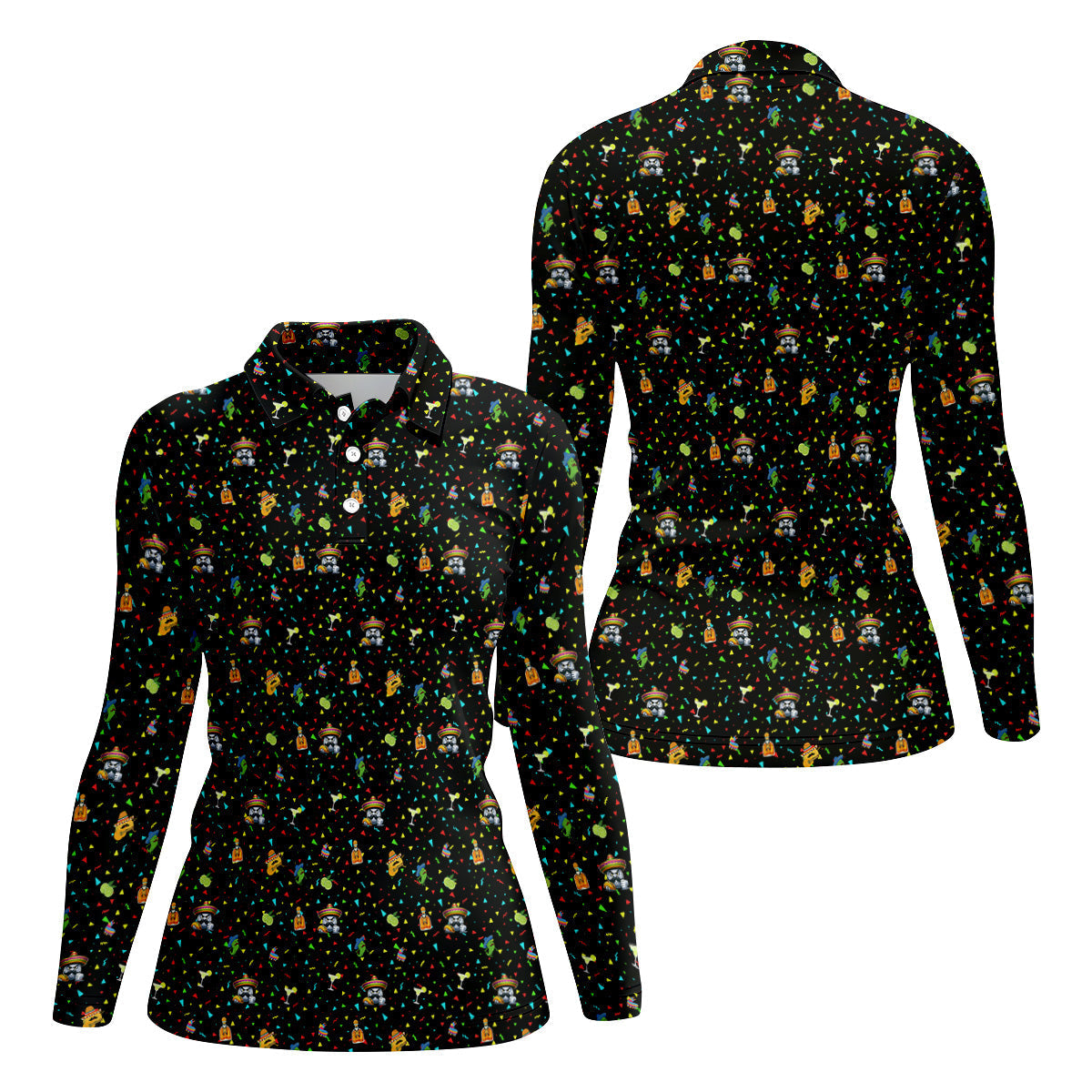Fairway Fiesta Black Golf Polo ShirtFun Women's Golf Shirts, Ladies Golf Polos, Golfing Apparel