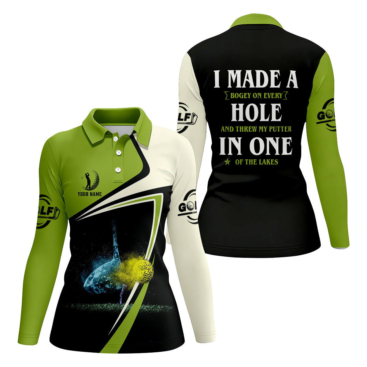 I Made A Hole In One Black And Green Fun Womens Golf Shirts, Ladies Sleeveless Tops, Cool Golf Gift