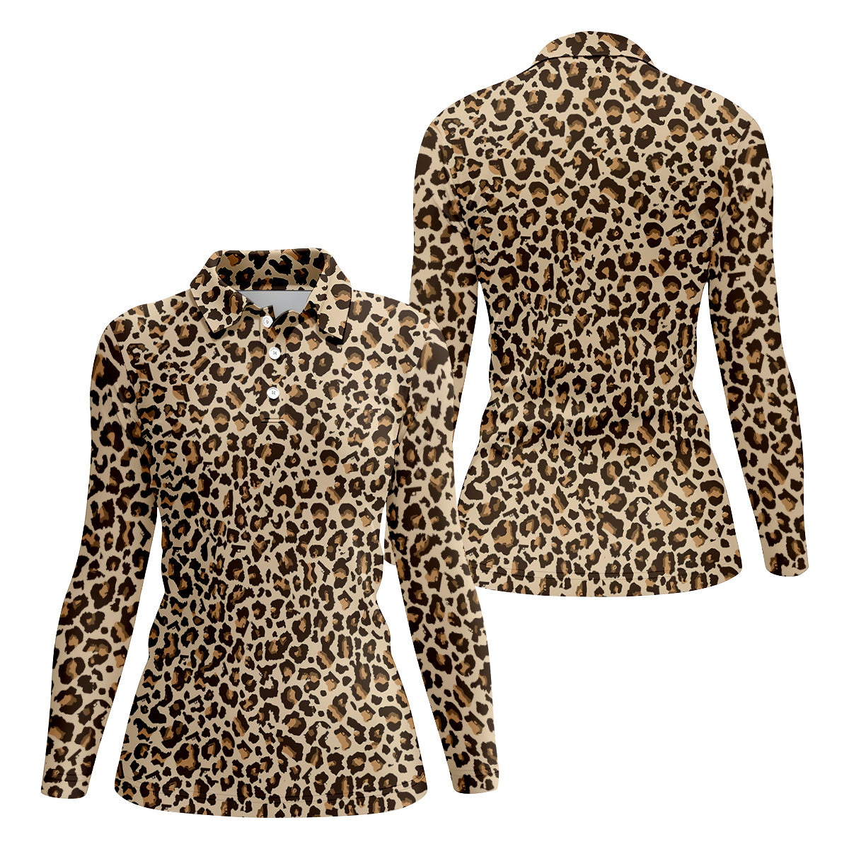 Brown Leopard Women Golf Top, Ladies Golf Shirts, Golf Gifts For Women, Golfing Apparel