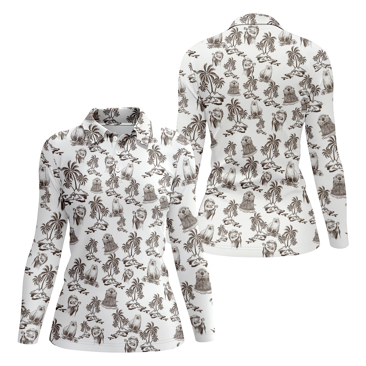 Adorable Sea Otter Tropical Golf Shirts, Cute Golf Outfit, Ladies Golf Tops, Women's Golf Gifts