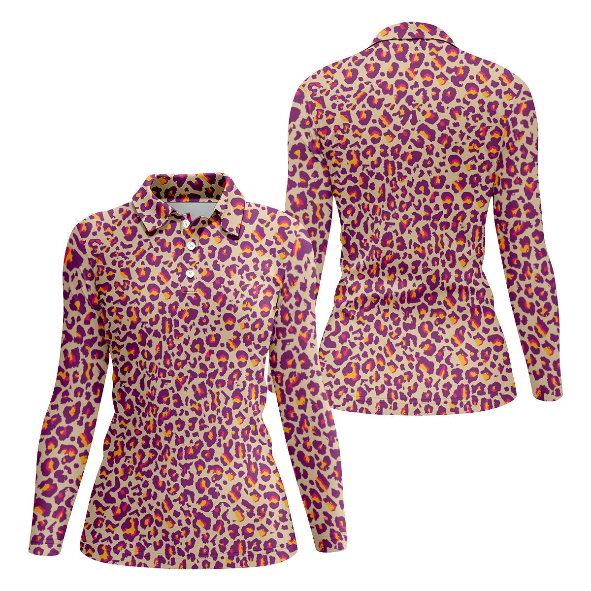 Pink Leopard Women Golf Top, Ladies Golf Shirts, Golf Gifts For Women, Golfing Apparel