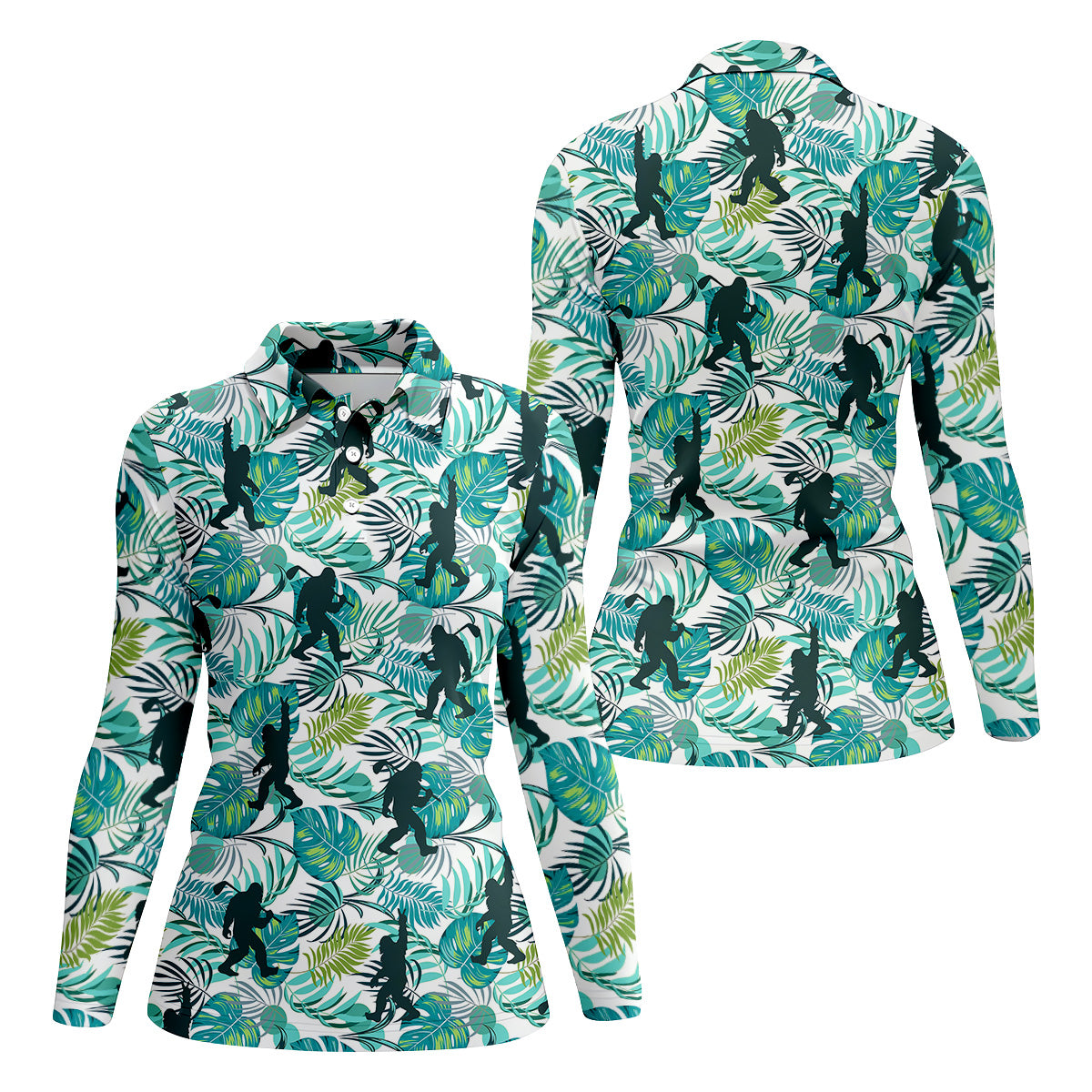 Tropical Green Bigfoot Golf Shirt, Golf Shirt For Women, Ladies Sleeveless Polo, Ladies Golf Shirts