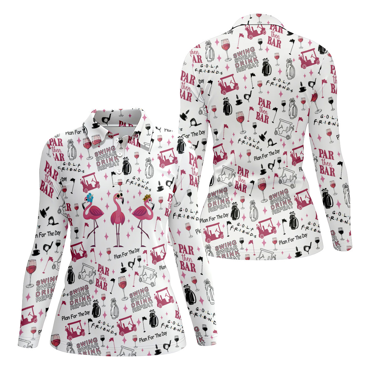Golf Friends Par Then Bar Flamingo Golf Shirt, Golf Team Shirt, Ladies Pink Golf Shirt, Golf Shirt For Women