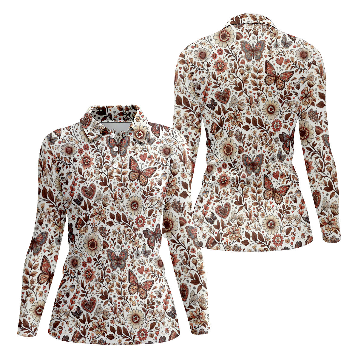 Spring Butterfly Golf Tops For Men, Retro Golf Shirt, Golf Gifts For Women, Ladies Golf Shirts
