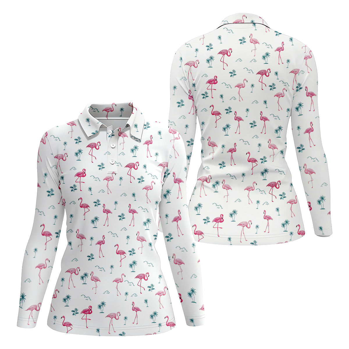Flamingo Tropical Summer Polo Shirt White Polo Women, Ladies Sleeveless Tops