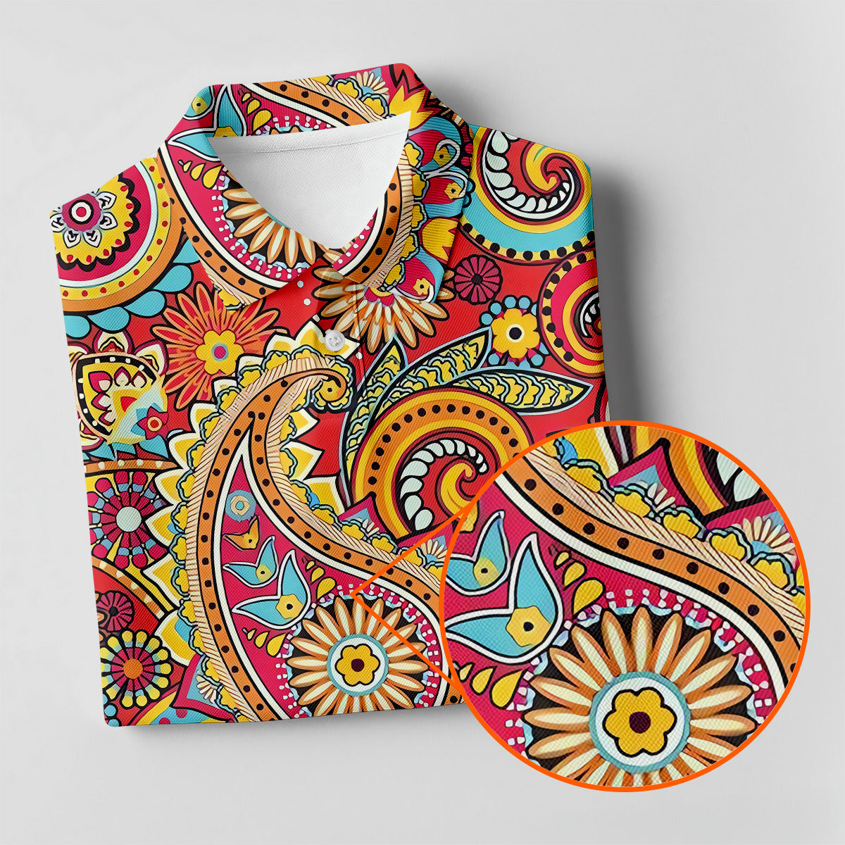 Red Paisley Seamless Pattern Women Golf Top, Golf Shirt For Women, Women's Polo Shirt