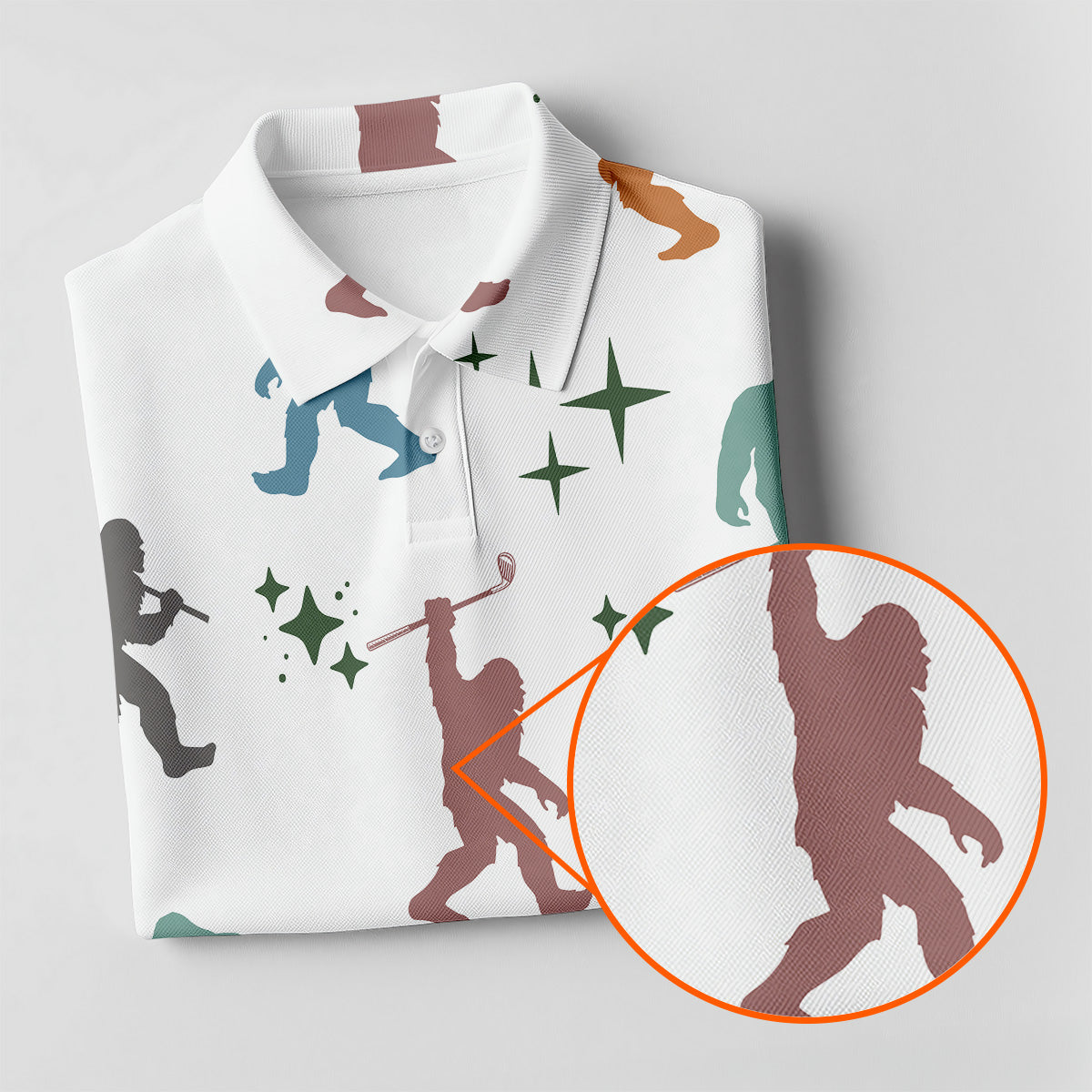 Colorful Bigfoot Silhouette Pattern Fun Women's Golf Shirts, Unique Gift For Golfer, Ladies Golf Polos