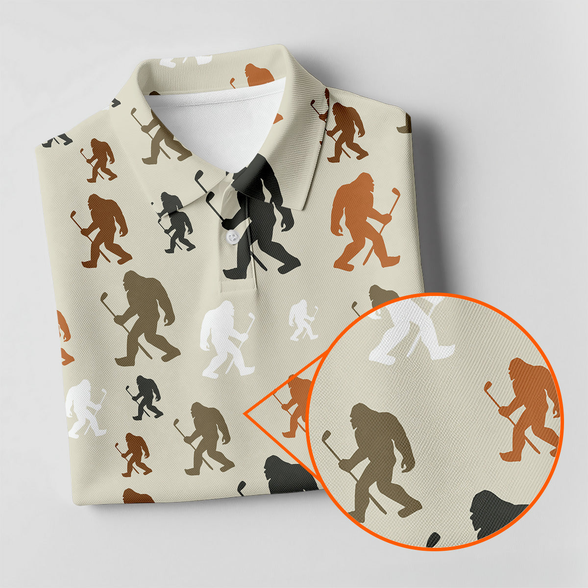 Bigfoot Silhouette Pattern Fun Women's Golf Shirts, Unique Gift For Golfer, Ladies Golf Polos