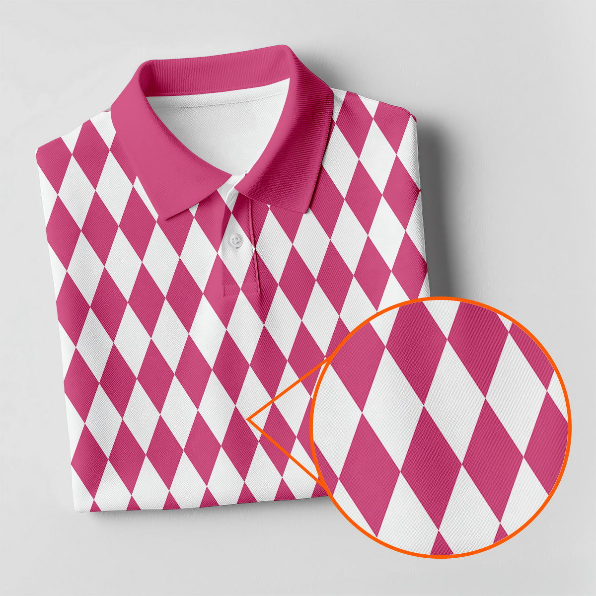White And Pink Argyle Pattern Women's Golf Shirts, Ladies Sleeveless Polo, Ladies Golf Shirts