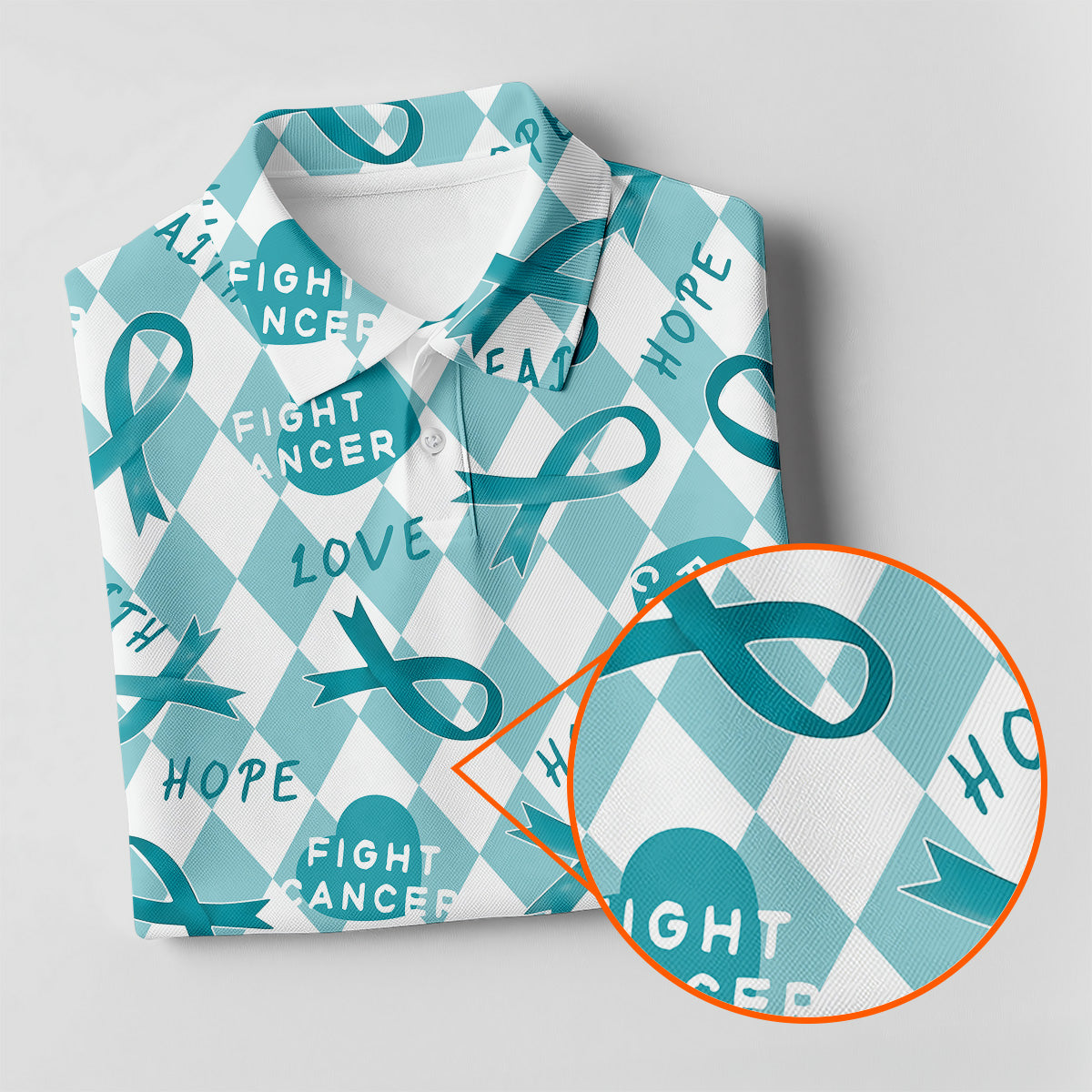 Ovarian Cancer Survivor Teal Ribbon Womens Golf Shirts, Ladies Golf Polos, Golfing Apparel