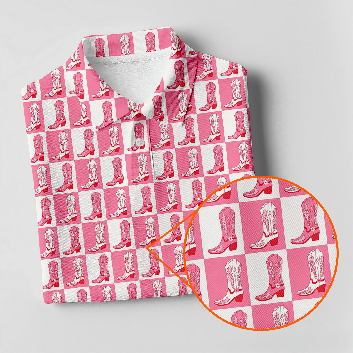 Western Cowgirl Boot Ladies Pink Golf Shirt, Western Golf Shirts Women, Ladies Golf Polos