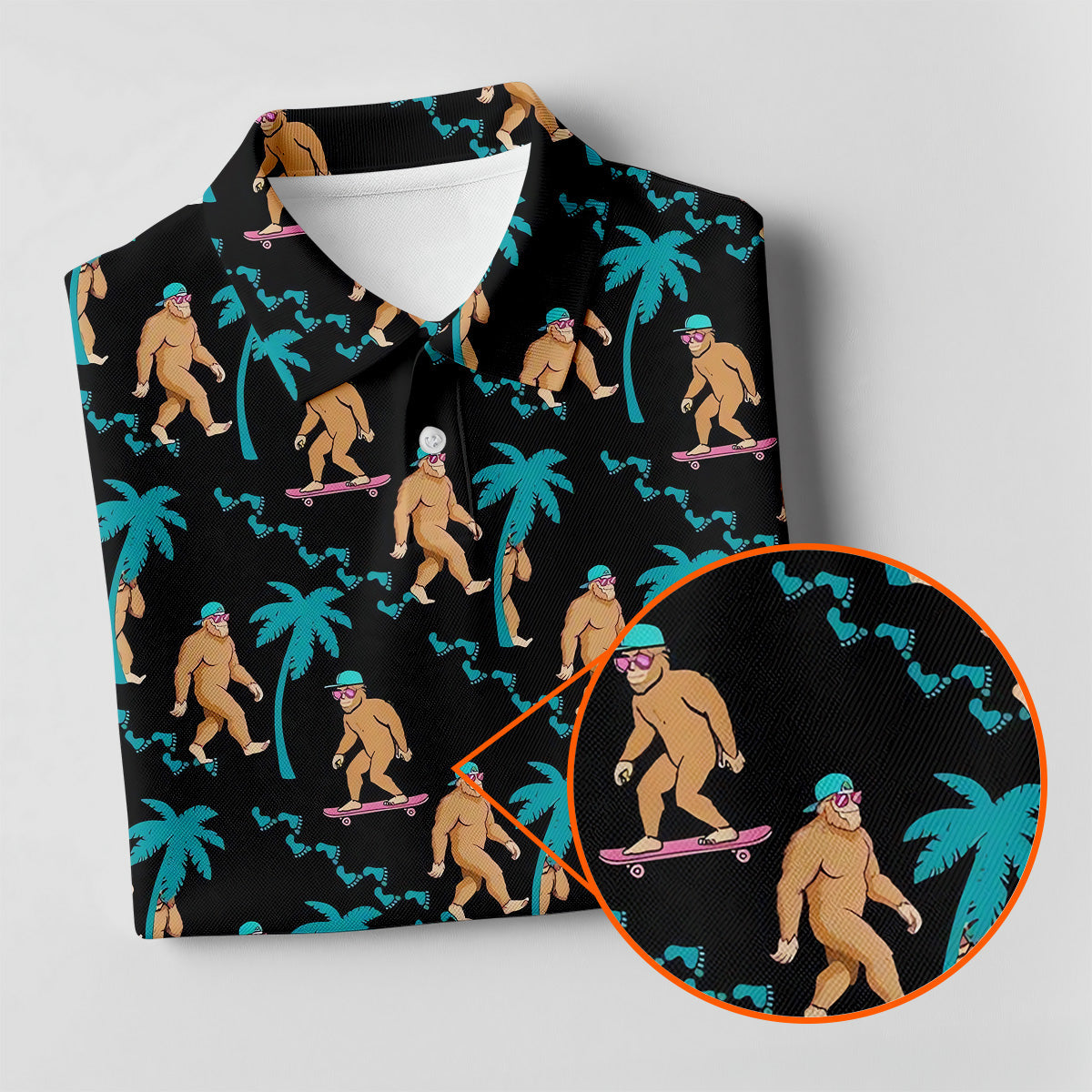 Funny Bigfoot Tropical Palm Golf Shirt, Women Golf Top, Ladies Sleeveless Tops, Women's Golf Shirts