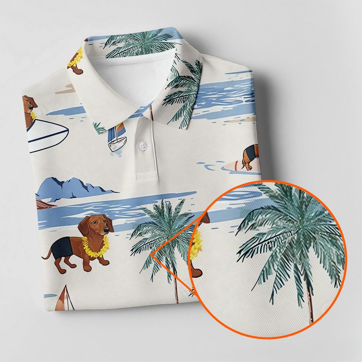 Cute Dachshund Tropical Golf Shirts, Fun Women's Golf Shirts, Ladies Golf Tops, Gifts For Dog Lovers