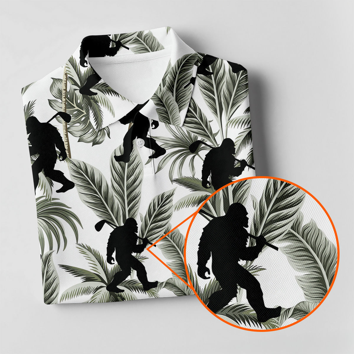 Funny Bigfoot Tropical Palm Leaves Golf Shirt For Women, Ladies Sleeveless Polo, Ladies Golf Shirts