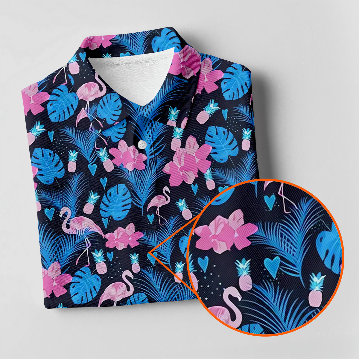 Flamingo Pink Pink And Blue Tropical Golf Shirts, Ladies Sleeveless Polo, Women's Golf Tops