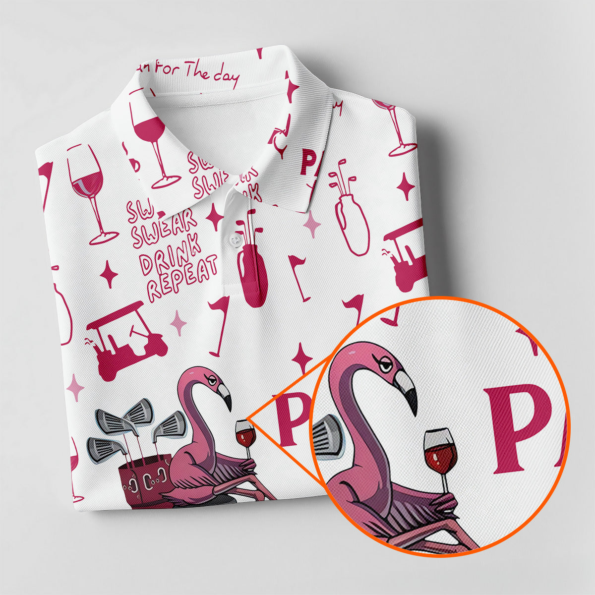 Swing Swear Drink Repeat Par Then Bar Flamingo Golf Shirt, Women's Golf Tops, Golf Shirt For Women