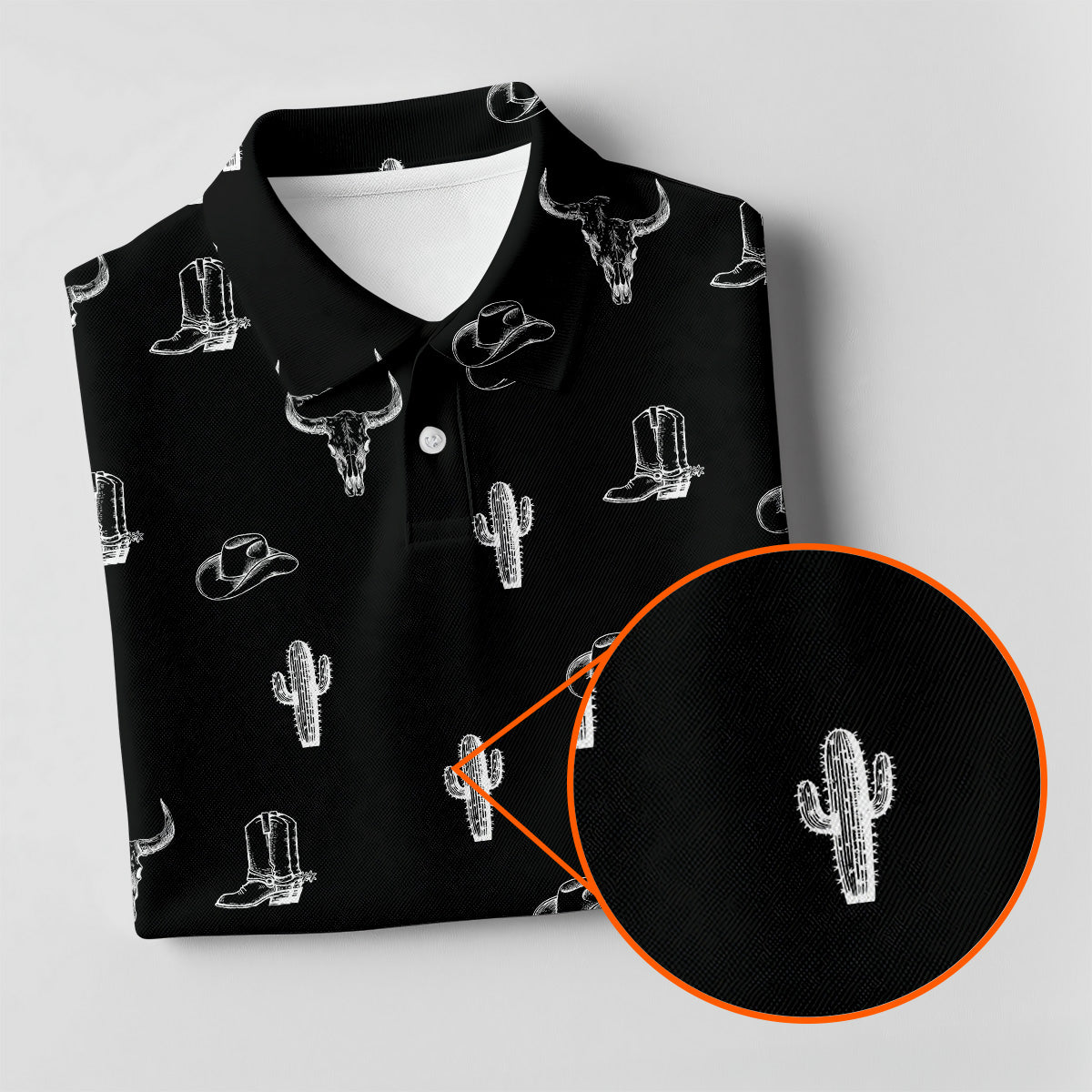 Wild West Cactus Black Western Golf Shirts Women, Unique Gift For Golfer, Ladies Golf Shirts