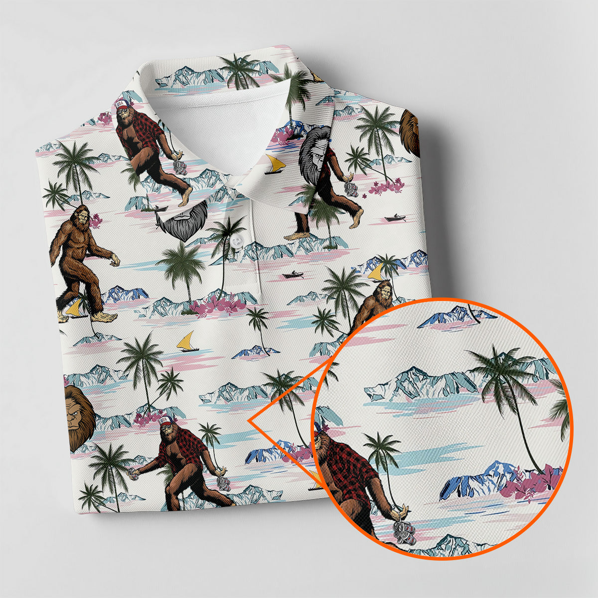 Funny Sasquatch Tropical Golf Shirts, Ladies Golf Shirts, Golfing Apparel, Women's Polo Shirt