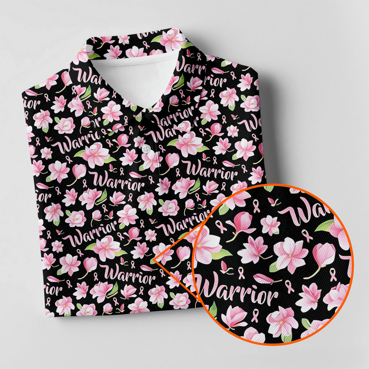 Warrior Pink Ribbons Floral Breast Cancer Golf Shirt, Ladies Golf Shirts, Women's Polo Shirt
