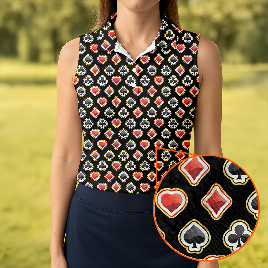 Playing Card Poker Golf Shirt, Women Golf Top, Ladies Sleeveless Tops, Women's Golf Shirts