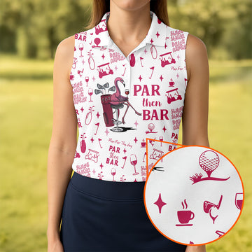 Swing Swear Drink Repeat Par Then Bar Flamingo Golf Shirt, Women's Golf Tops, Golf Shirt For Women