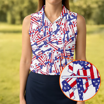 Ladies Patriotic Golf Shirts, Sleeveless Women's Golf Shirts, Ladies Golf Shirts, Golf Gifts For Women