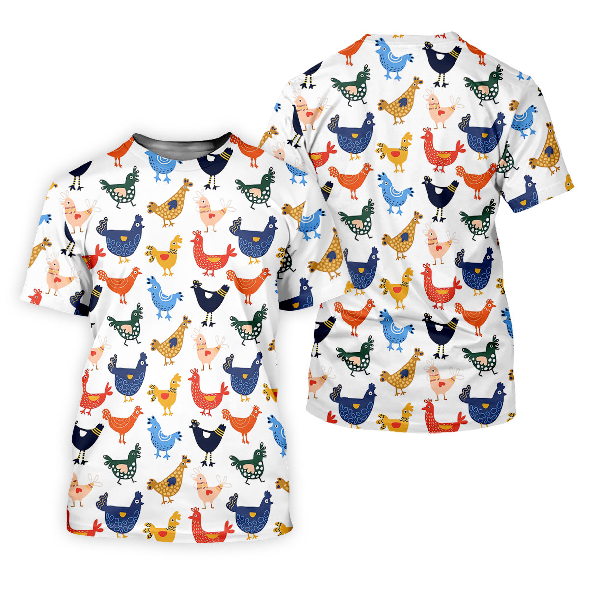 Colorful Animated Chickens White Polo Women, Gift For Chicken Lover, Ladies Golf Shirts, Golfing Apparel