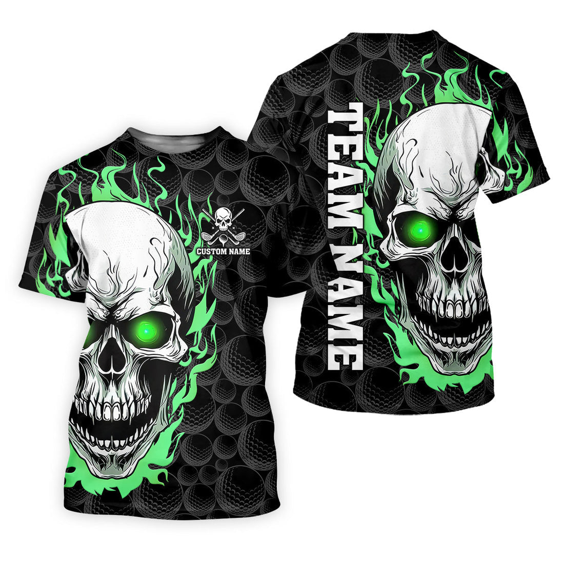 Skull Neon Golf Team Shirt, Custom Golf Polos, Womens Golf Tops, Ladies Golf Polos, Cool Golf Gift