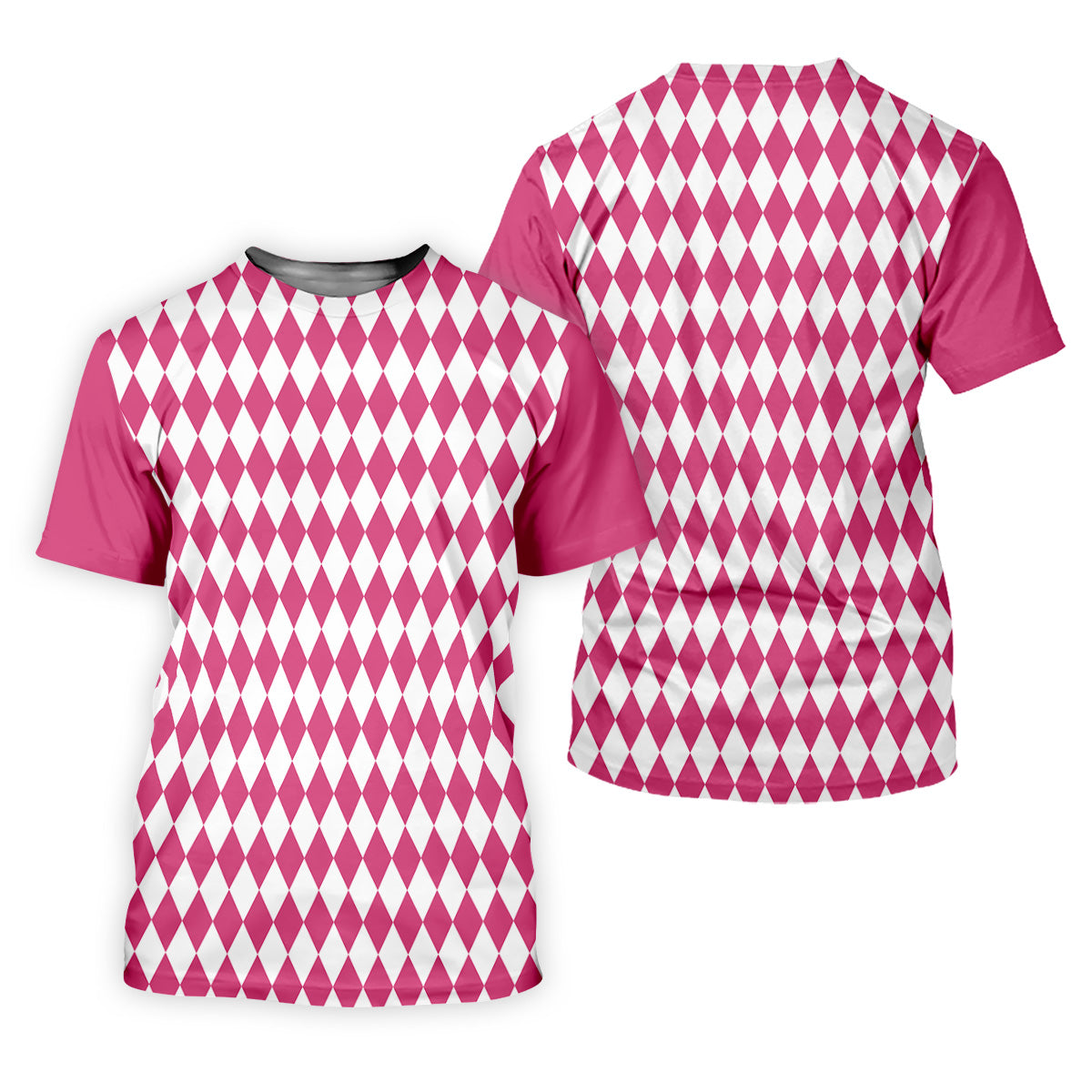 White And Pink Argyle Pattern Women's Golf Shirts, Ladies Sleeveless Polo, Ladies Golf Shirts