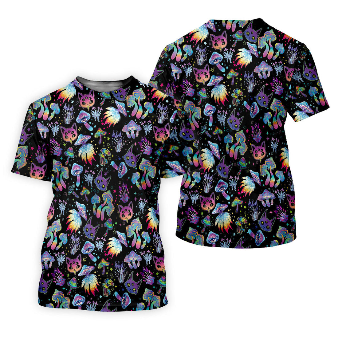 Funny Neon Cat Alien Mushroom Women Golf Shirt, Cute Golf Outfit, Ladies Golf Polos, Golfing Apparel
